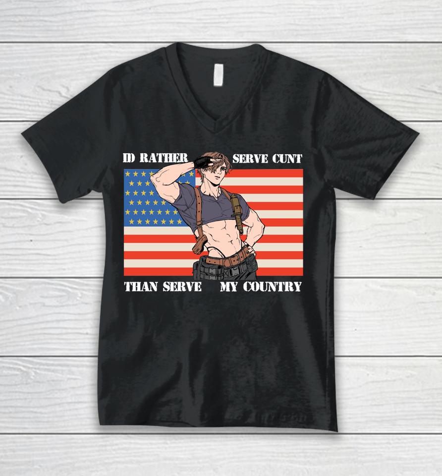 I'd Rather Serve Cunt Than Serve My Country Leon Kennedy Unisex V-Neck T-Shirt