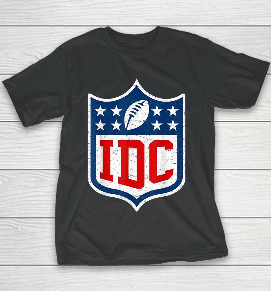 Idc American Football Funny I Don't Care Football Fan Lover Youth T-Shirt