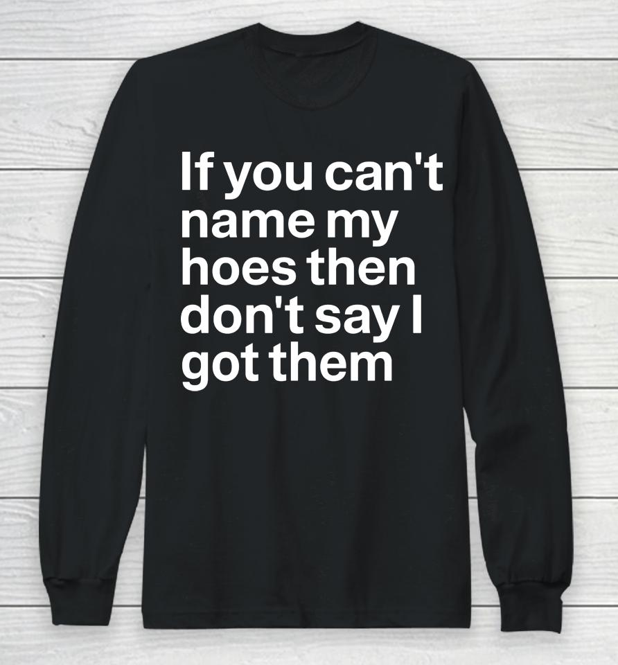 If You Can't Hoes Then Don't Say I Got Them Long Sleeve T-Shirt