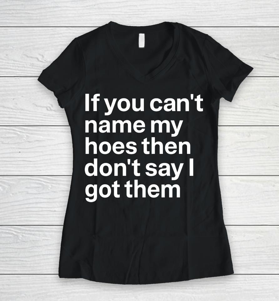 If You Can't Hoes Then Don't Say I Got Them Women V-Neck T-Shirt
