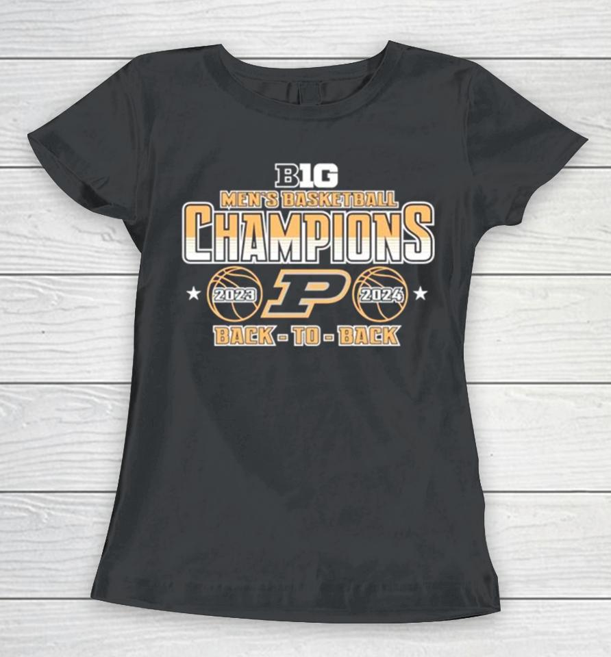 Ig 10 Mens Basketball Champions Purdue Boilermakers Back To Back Women T-Shirt