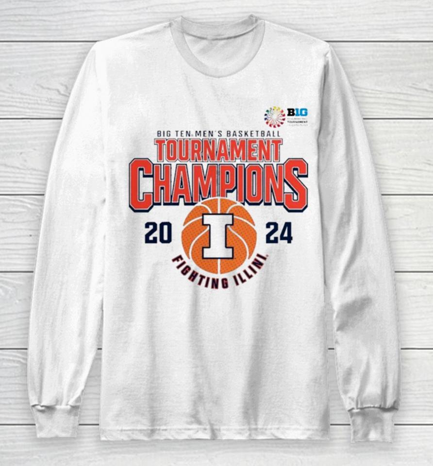 Illinois Fighting Illini 2024 Big Ten Men’s Basketball Conference Tournament Champions Long Sleeve T-Shirt