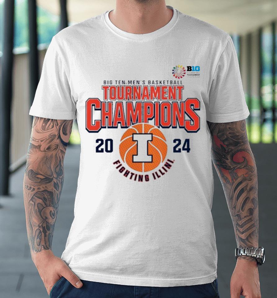 Illinois Fighting Illini 2024 Big Ten Men’s Basketball Conference Tournament Champions Premium T-Shirt