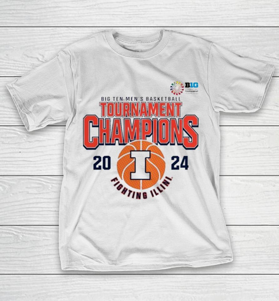 Illinois Fighting Illini 2024 Big Ten Men’s Basketball Conference Tournament Champions T-Shirt