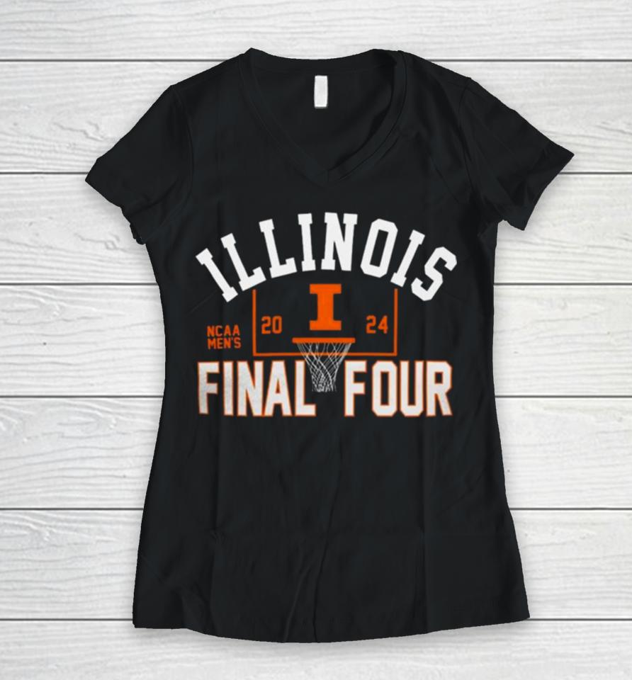 Illinois Fighting Illini 2024 Ncaa Men’s Final Four Logo Women V-Neck T-Shirt