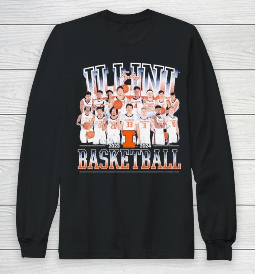 Illinois Fighting Illini Men’s Basketball 2023 2024 Team Long Sleeve T-Shirt