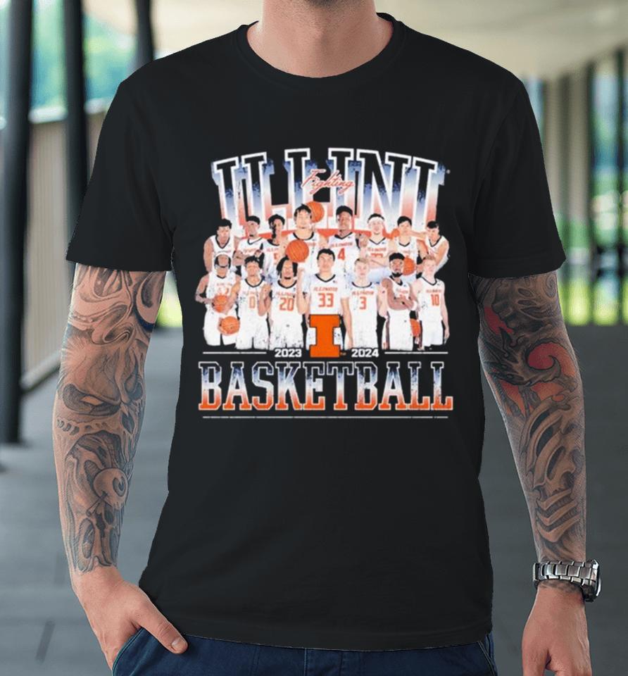 Illinois Fighting Illini Men’s Basketball 2023 2024 Team Premium T-Shirt