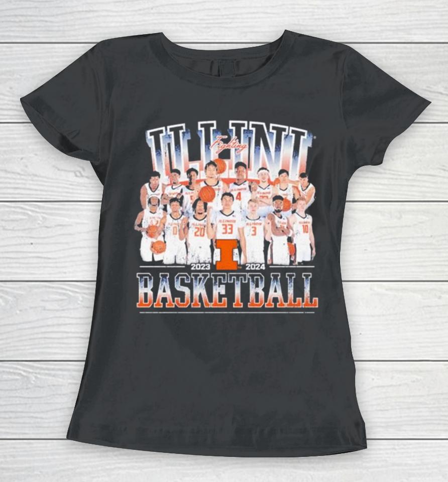 Illinois Fighting Illini Men’s Basketball 2023 2024 Team Women T-Shirt