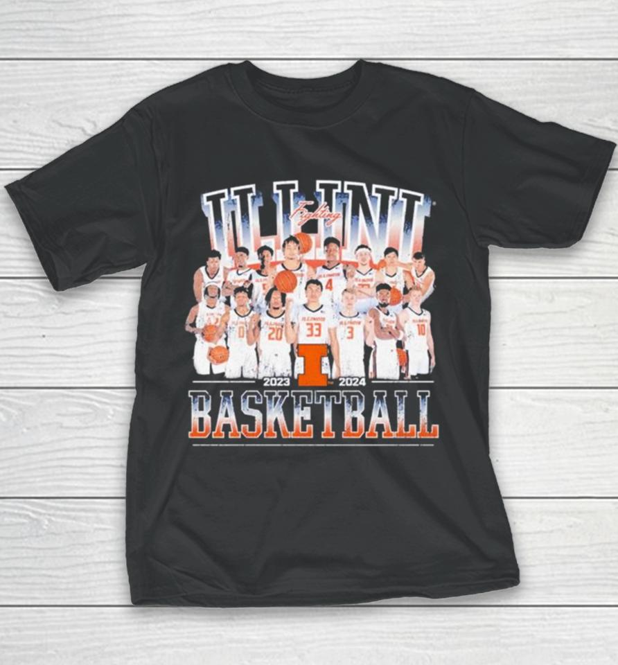Illinois Fighting Illini Men’s Basketball 2023 2024 Team Youth T-Shirt