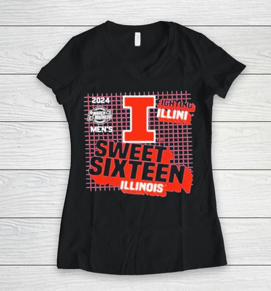 Illinois Fighting Illini Men’s Basketball Sweet Sixteen Women V-Neck T-Shirt