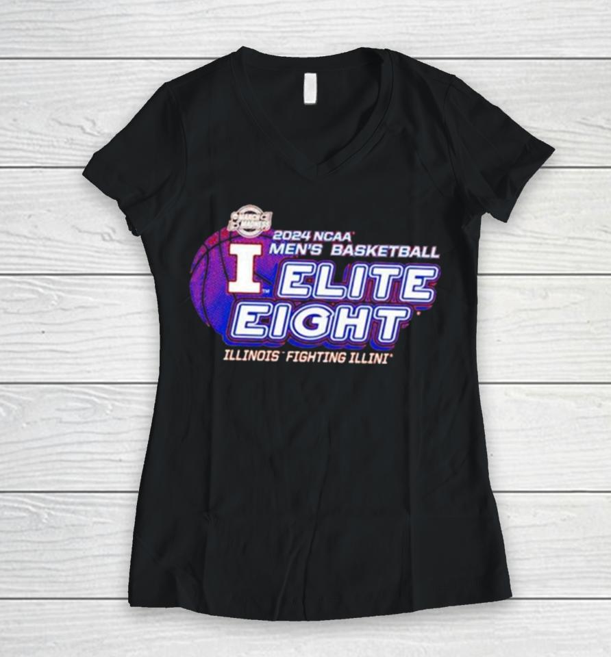 Illinois Fighting Illini Orange 2024 March Madness Elite 8 Women V-Neck T-Shirt