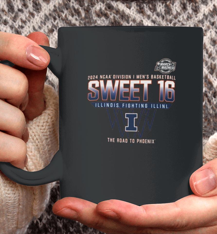 Illinois Fighting Illini Sweet 16 Di Men’s Basketball 2024 The Road To Phoenix Coffee Mug