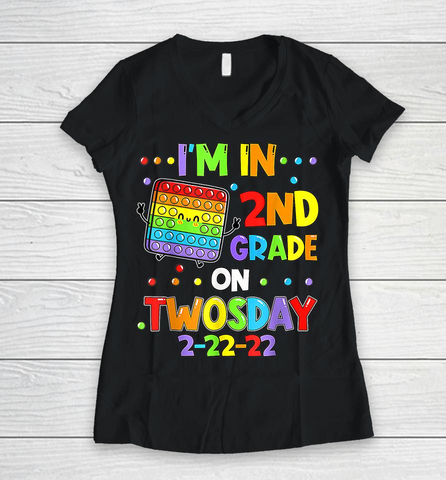 I'm 2Nd Grade On Twosday 02-22-22 Women V-Neck T-Shirt