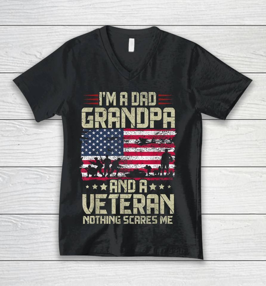 I'm A Dad Grandpa And Veteran Fathers Day Papa Grandpa Unisex V-Neck T-Shirt