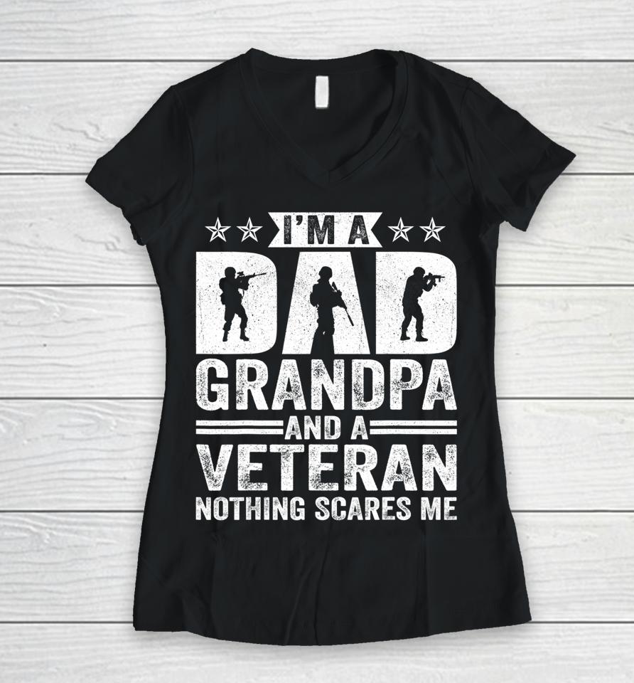 I'm A Dad Grandpa T Shirt Veteran Father's Day Women V-Neck T-Shirt