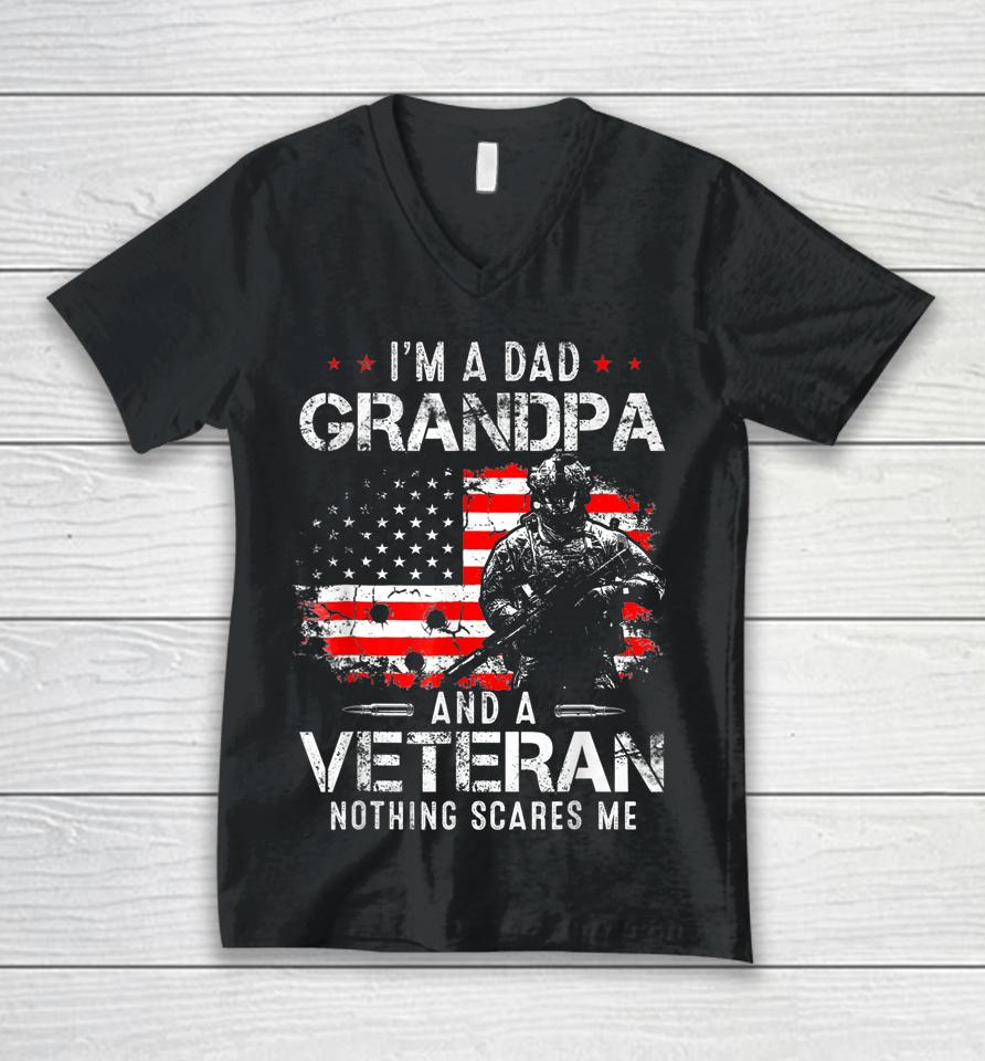 I'm A Dad Grandpa Veteran Fathers Day Unisex V-Neck T-Shirt