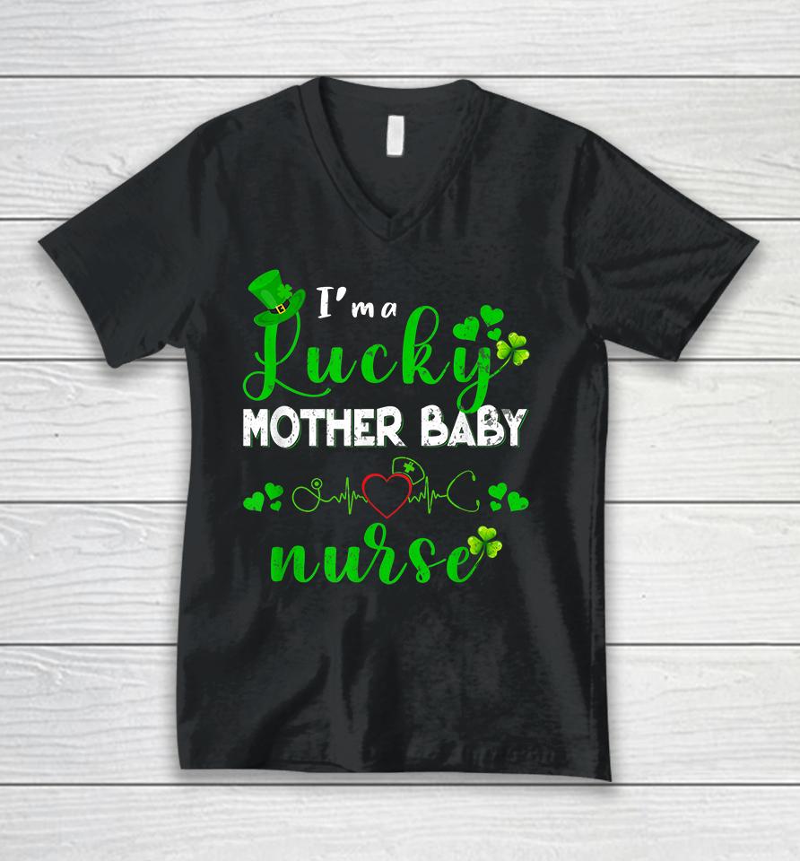 I'm A Lucky Mother Baby Nurse Shamrock St Patricks Day Unisex V-Neck T-Shirt