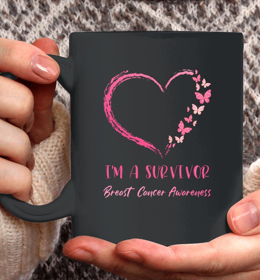 I'm A Survivor Breast Cancer Awareness Heart Butterflies Coffee Mug