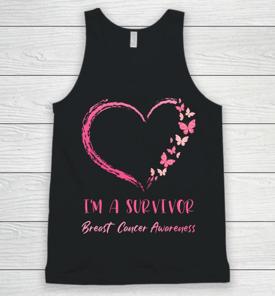 I'm A Survivor Breast Cancer Awareness Heart Butterflies Unisex Tank Top