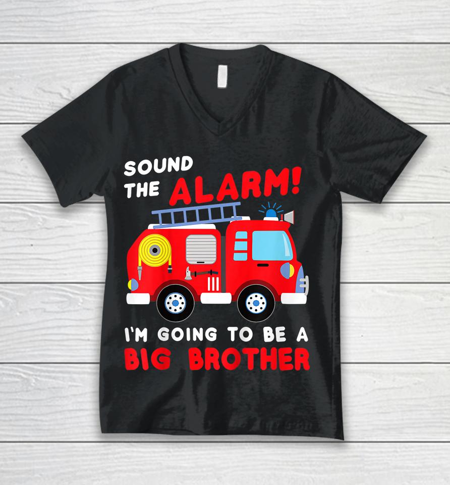 I'm Going To Be A Big Brother Shirt Firetruck Baby Reveal Unisex V-Neck T-Shirt
