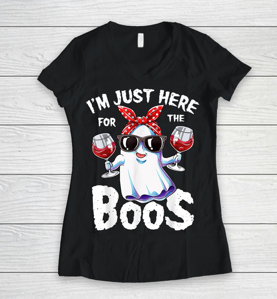 I'm Just Here For The Boos Halloween Women V-Neck T-Shirt