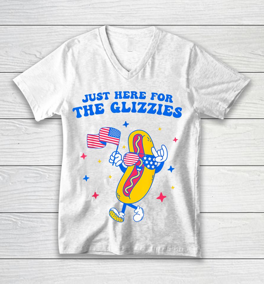 I'm Just Here For The Glizzies Funny Fourth Of July Wiener Unisex V-Neck T-Shirt