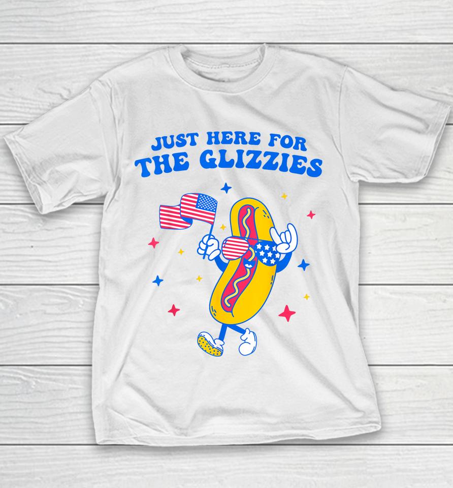 I'm Just Here For The Glizzies Funny Fourth Of July Wiener Youth T-Shirt