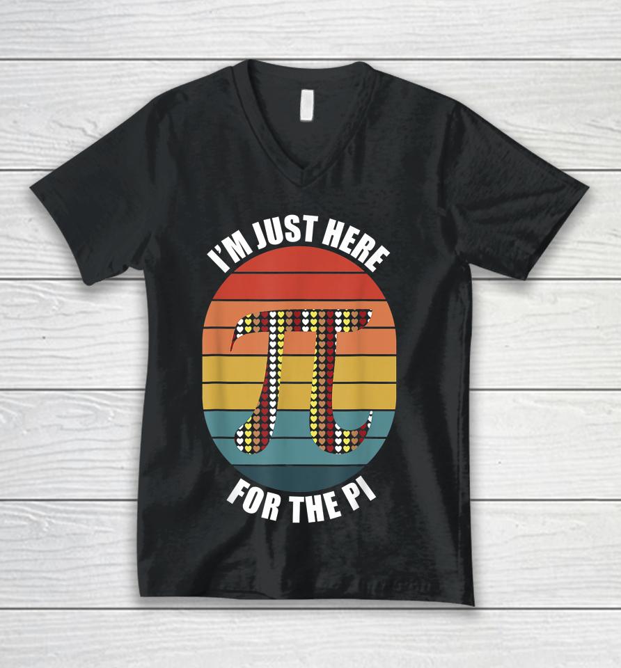 I'm Just Here For The Pi Day Vintage Unisex V-Neck T-Shirt