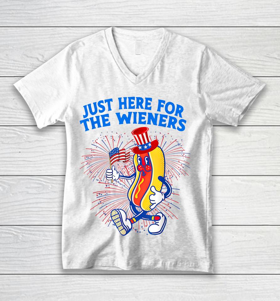 I'm Just Here For The Wieners 4Th Of July Unisex V-Neck T-Shirt