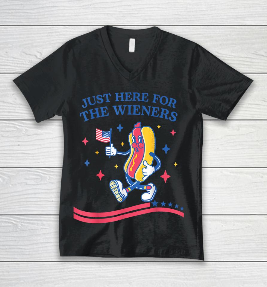 I'm Just Here For The Wieners Fourth Of July Unisex V-Neck T-Shirt