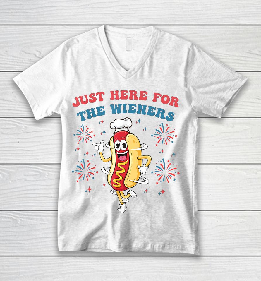 I'm Just Here For The Wieners Funny 4Th Of July Bbq Unisex V-Neck T-Shirt