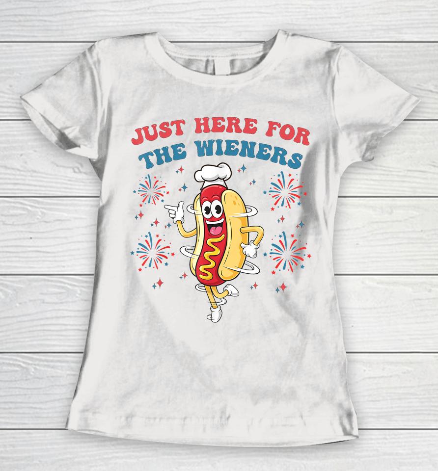 I'm Just Here For The Wieners Funny 4Th Of July Bbq Women T-Shirt