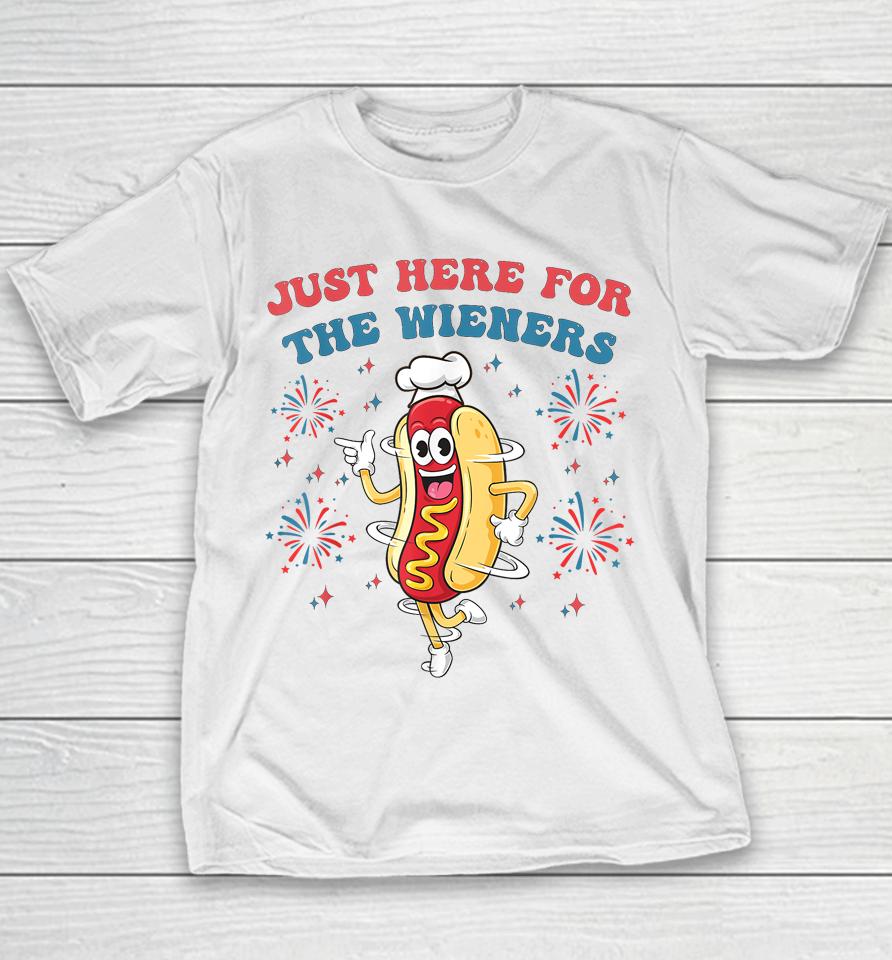 I'm Just Here For The Wieners Funny 4Th Of July Bbq Youth T-Shirt