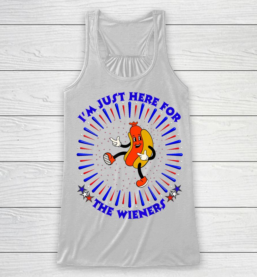 I'm Just Here For The Wieners Funny Fourth Of July 4Th Dogs Racerback Tank