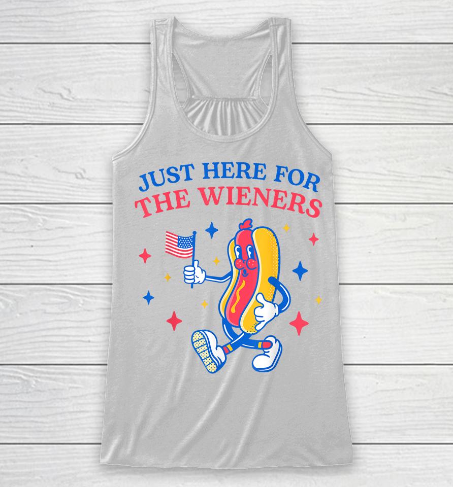 I'm Just Here For The Wieners Funny Fourth Of July Racerback Tank