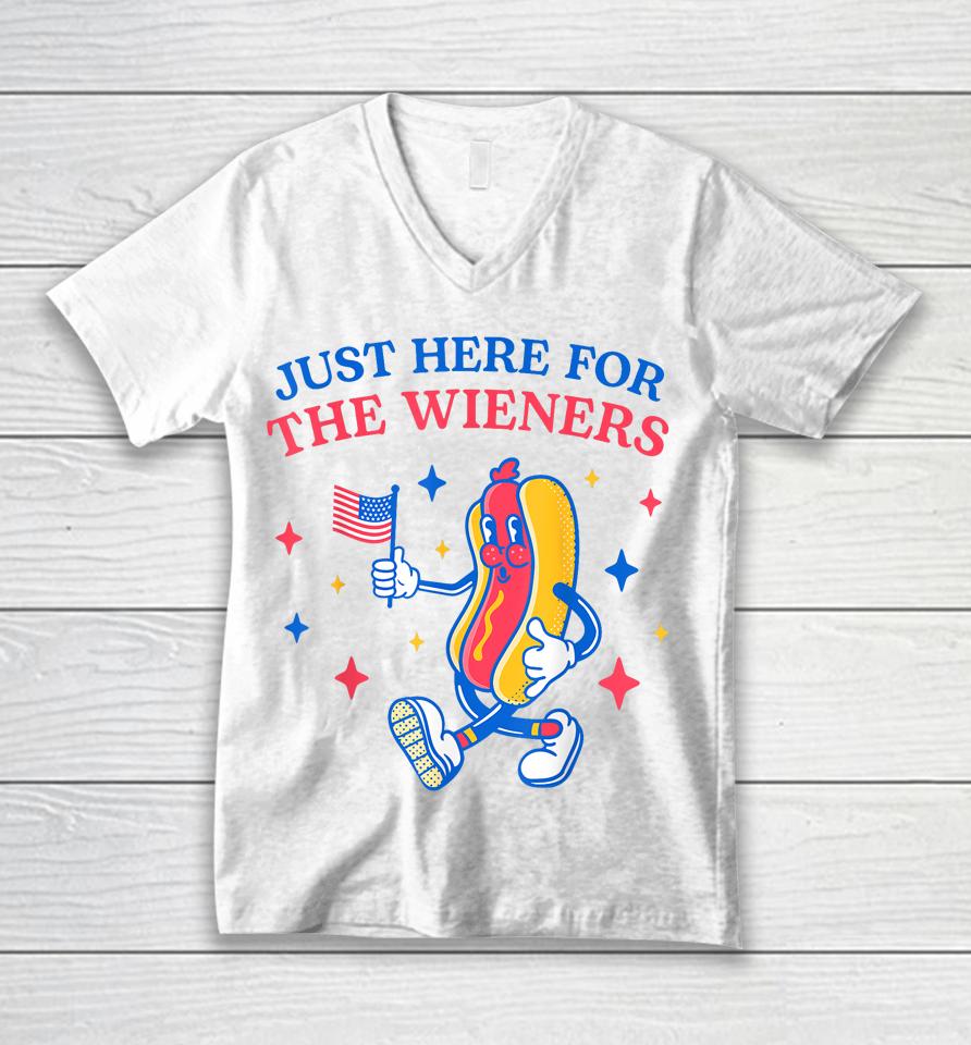 I'm Just Here For The Wieners Funny Fourth Of July Unisex V-Neck T-Shirt