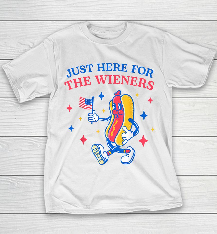 I'm Just Here For The Wieners Funny Fourth Of July Youth T-Shirt