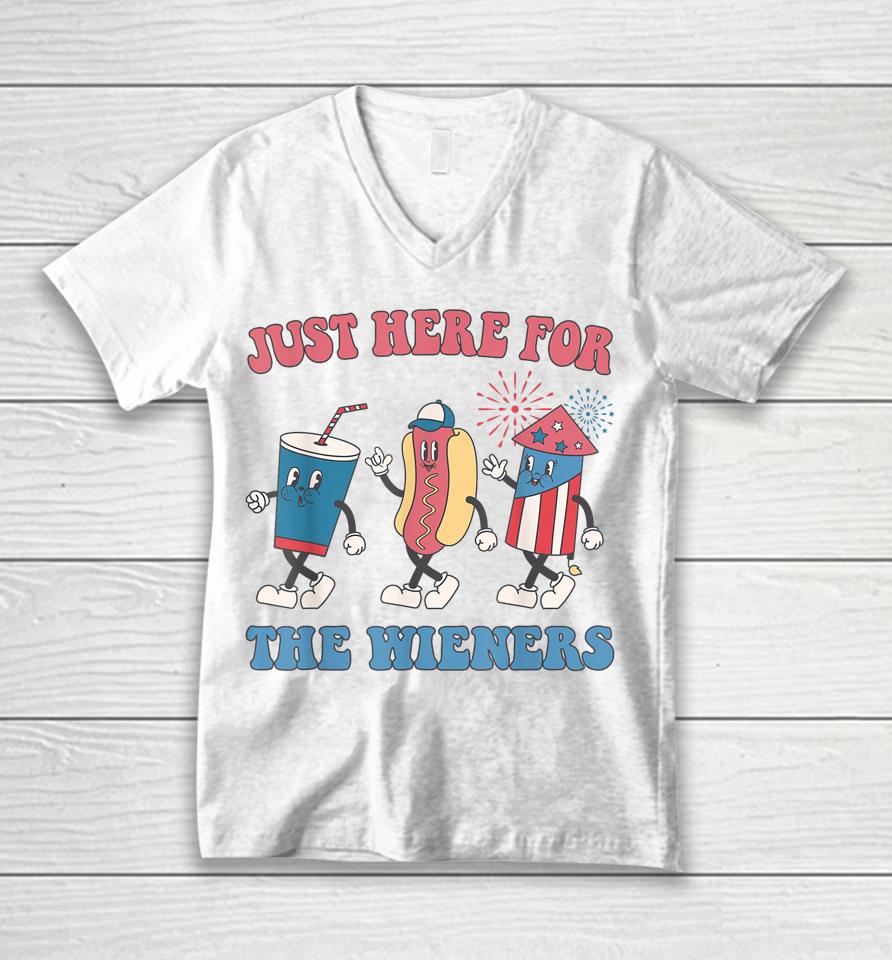 I'm Just Here For The Wieners Lovers Funny 4Th Of July Party Unisex V-Neck T-Shirt