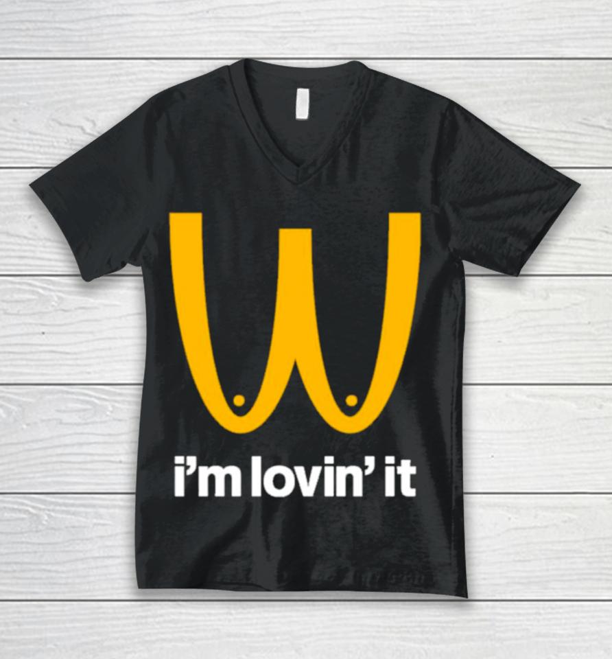 I’m Lovin’ It Mcdonald’s Boobies Boobs Parody Unisex V-Neck T-Shirt