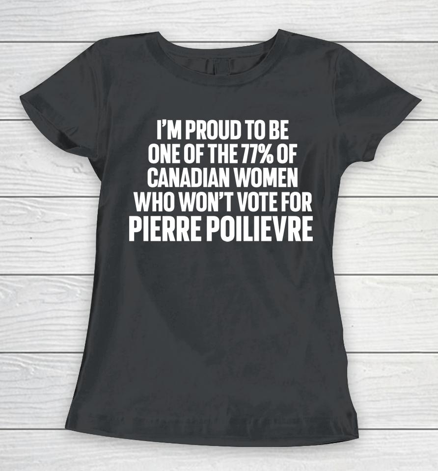 I'm Proud To Be One Of The 77% Of Canadian Women Who Won't Vote For Pierre Poilievre Women T-Shirt