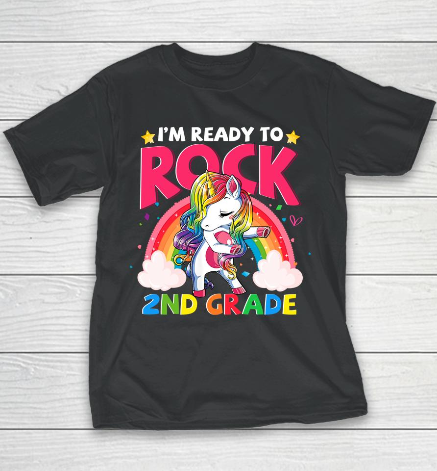 I'm Ready To Rock 2Nd Grade Unicorn Girls Back To School Youth T-Shirt
