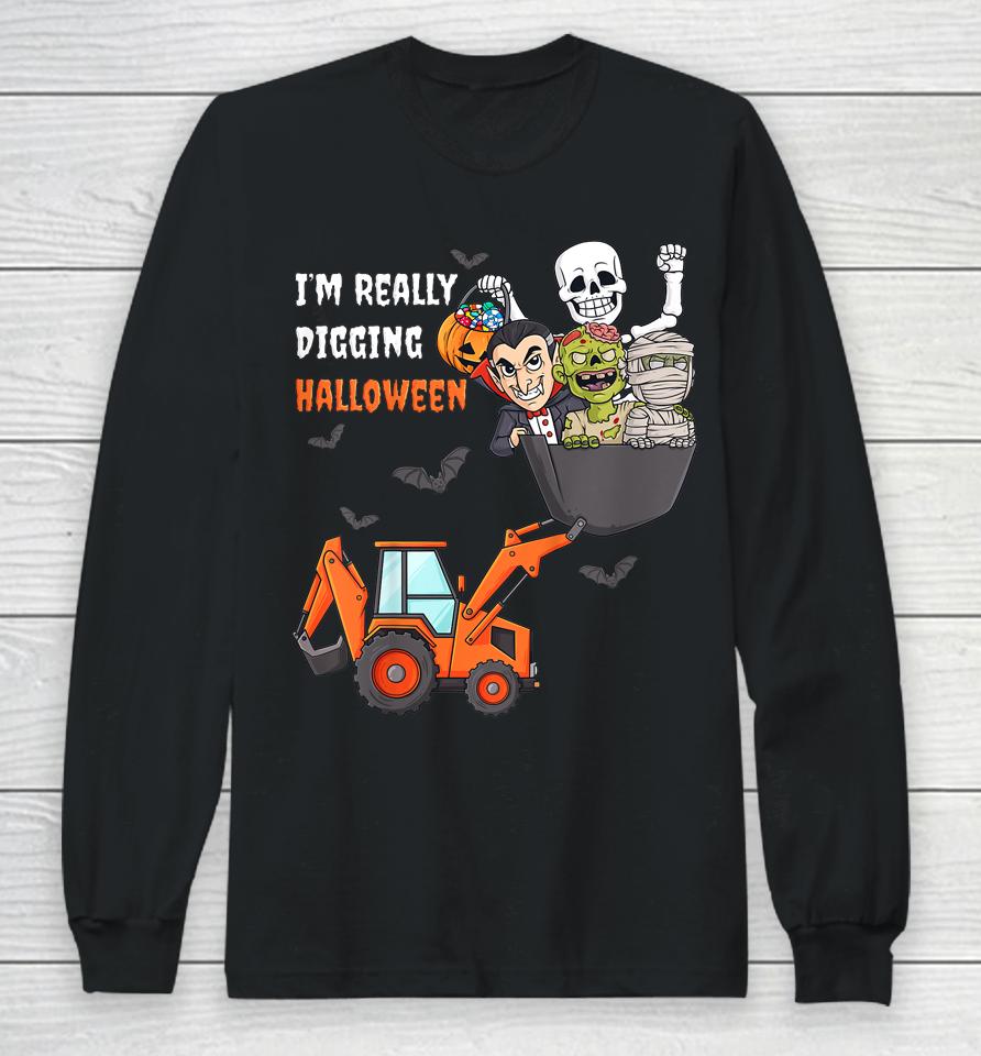 I'm Really Digging Halloween Skeleton Zombie Long Sleeve T-Shirt
