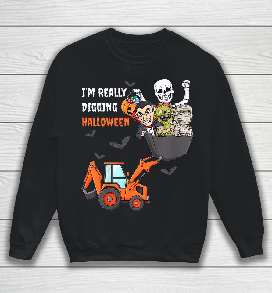 I'm Really Digging Halloween Skeleton Zombie Sweatshirt