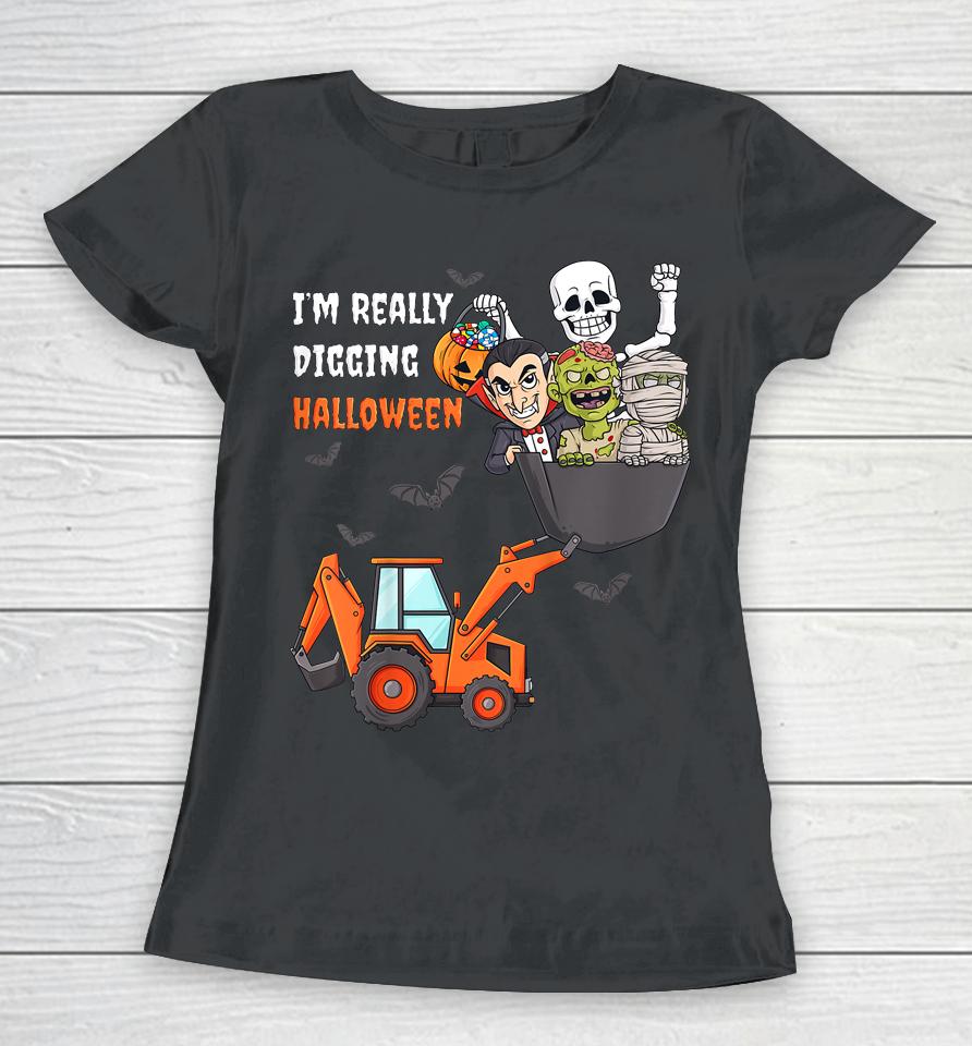 I'm Really Digging Halloween Skeleton Zombie Women T-Shirt