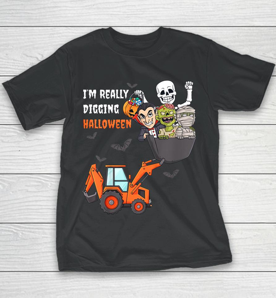 I'm Really Digging Halloween Skeleton Zombie Youth T-Shirt
