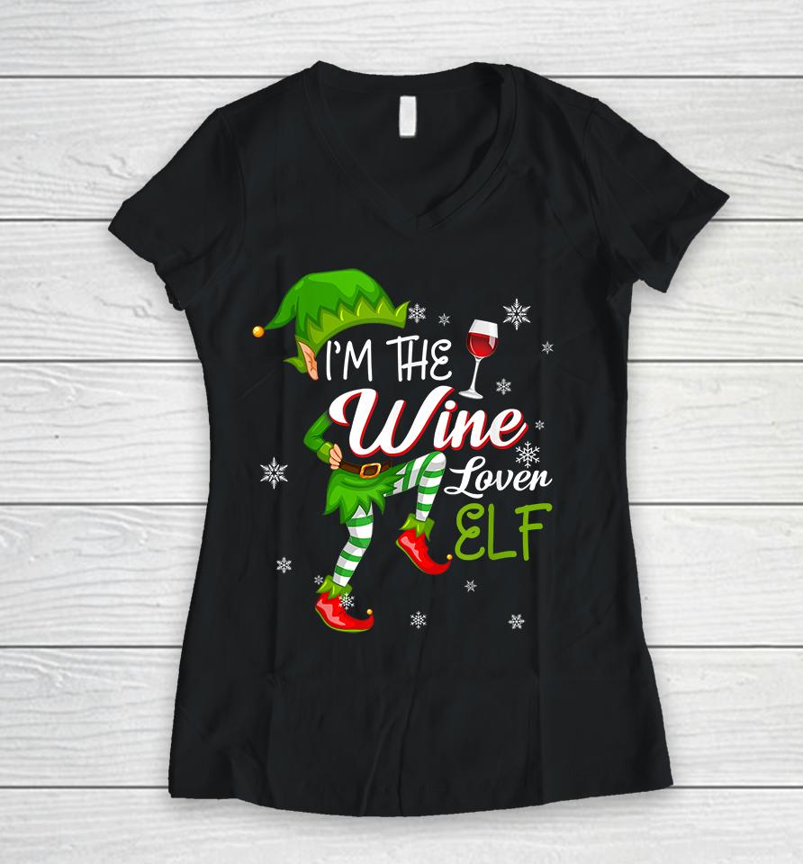 I'm The Wine Lover Elf Christmas Women V-Neck T-Shirt