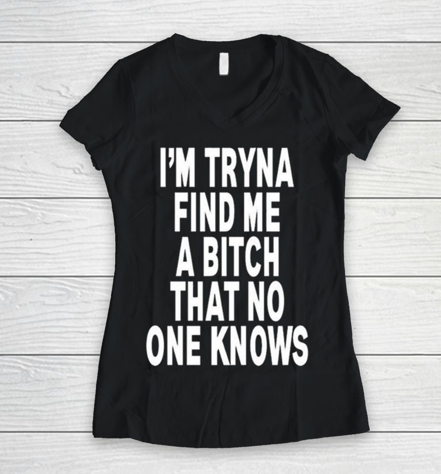 I’m Tryna Find Me A Bitch That No One Knows Women V-Neck T-Shirt