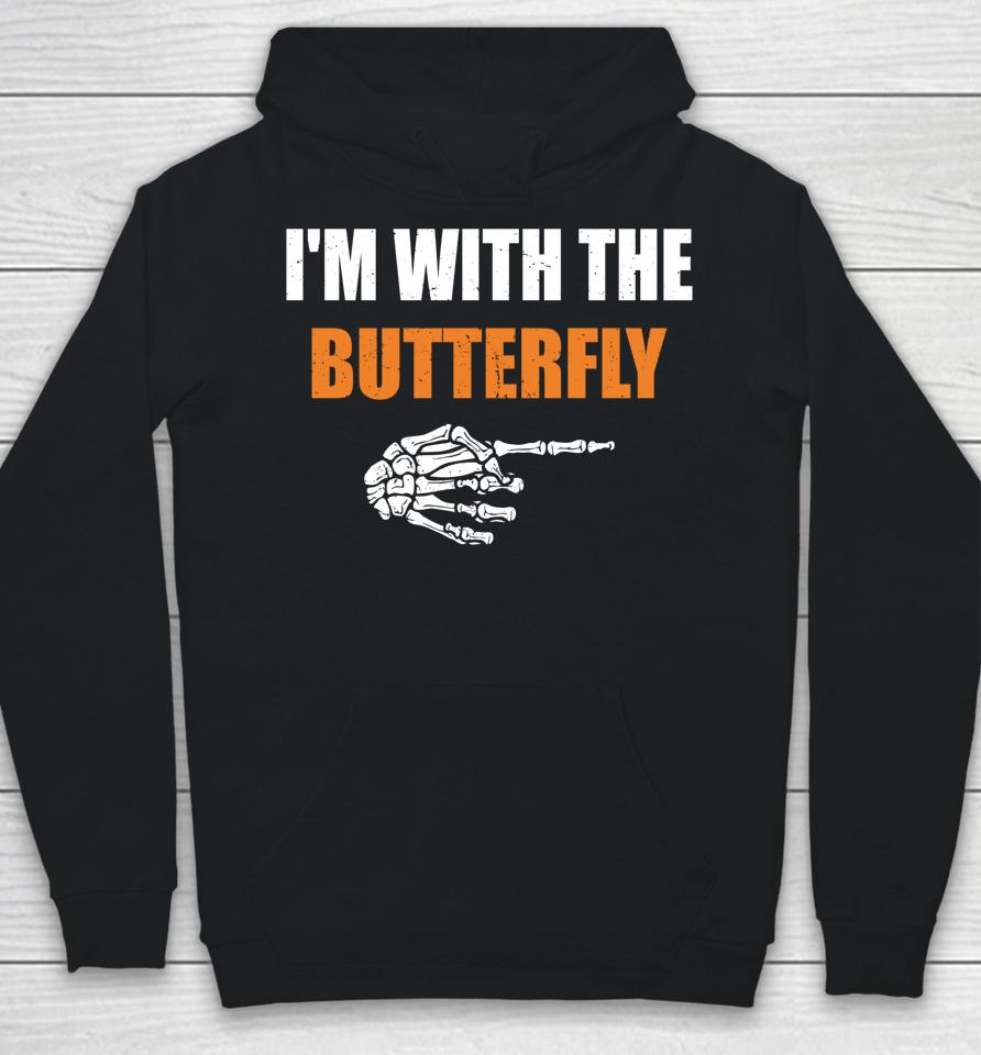 I'm With The Butterfly Scary Halloween Matching Couple Hoodie