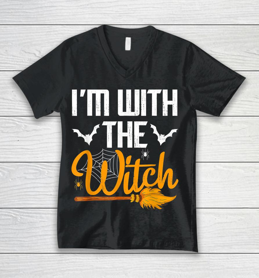 I'm With The Witch Halloween Unisex V-Neck T-Shirt