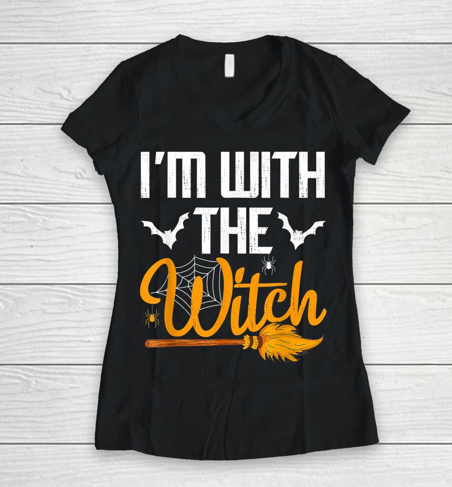 I'm With The Witch Halloween Women V-Neck T-Shirt